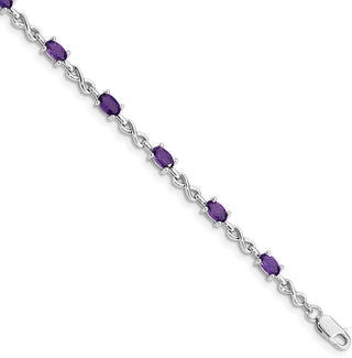 7" Sterling Silver Rhodium-plated Amethyst Bracelet QX840AM