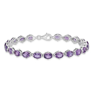 7" Sterling Silver Rhodium-plated Amethyst Bracelet QX841AM