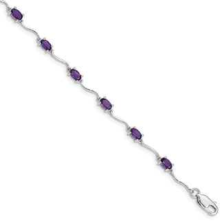 7" Sterling Silver Rhodium-plated Amethyst Bracelet QX841AM