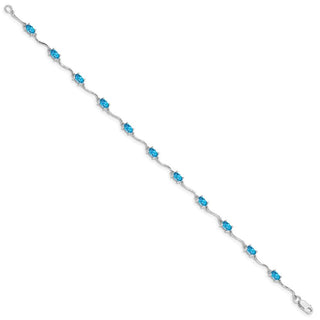7" Sterling Silver Rhodium-plated Blue Topaz Bracelet QX841BT