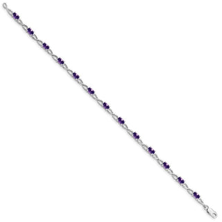 7" Sterling Silver Rhodium-plated Amethyst Bracelet QX842AM