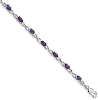 7" Sterling Silver Rhodium-plated Amethyst Bracelet QX842AM