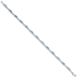7" Sterling Silver Rhodium-plated Blue Topaz Bracelet QX842BT