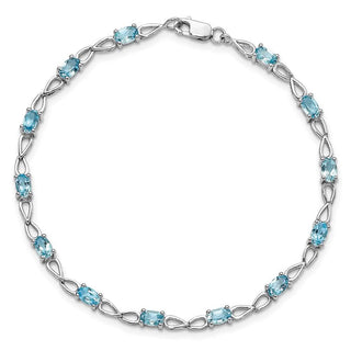 7" Sterling Silver Rhodium-plated Blue Topaz Bracelet QX842BT