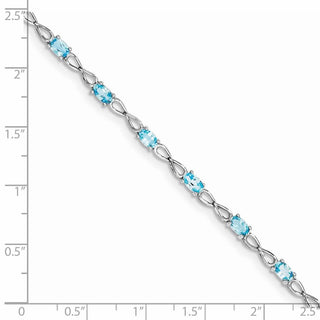 7" Sterling Silver Rhodium-plated Blue Topaz Bracelet QX842BT
