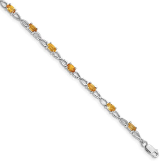 7" Sterling Silver Rhodium-plated Citrine Bracelet QX842CI