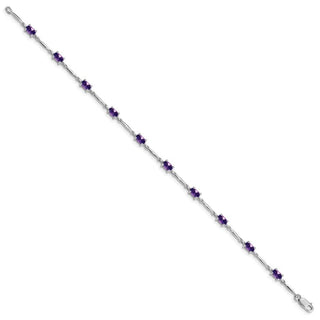 7" Sterling Silver Rhodium-plated Amethyst Bracelet QX843AM