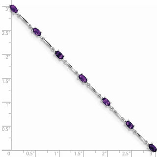 7" Sterling Silver Rhodium-plated Amethyst Bracelet QX843AM