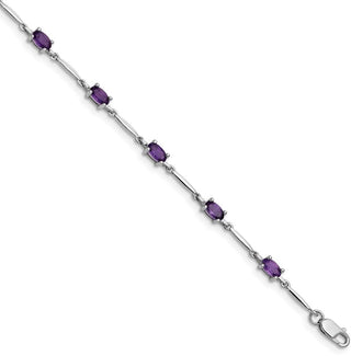 7" Sterling Silver Rhodium-plated Amethyst Bracelet QX843AM