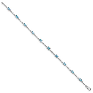 7" Sterling Silver Rhodium-plated Blue Topaz Bracelet QX843BT