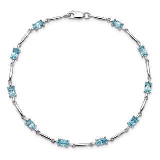 7" Sterling Silver Rhodium-plated Blue Topaz Bracelet QX843BT
