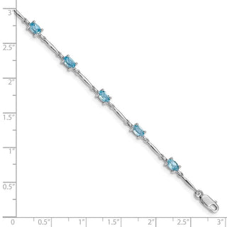 7" Sterling Silver Rhodium-plated Blue Topaz Bracelet QX843BT