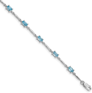 7" Sterling Silver Rhodium-plated Blue Topaz Bracelet QX843BT