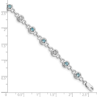 7" Sterling Silver Rhodium-plated Blue Topaz & Diamond Bracelet QX846BT