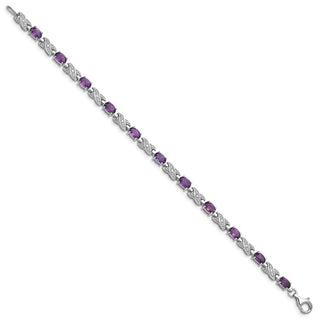 7" Sterling Silver Rhodium-plated Amethyst Bracelet QX851AM