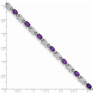 7" Sterling Silver Rhodium-plated Amethyst Bracelet QX851AM