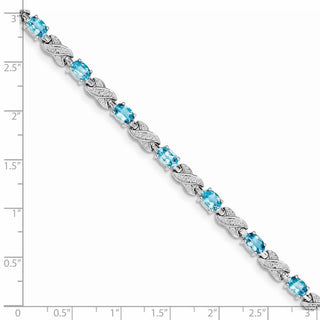 7" Sterling Silver Rhodium-plated Blue Topaz Bracelet QX851BT