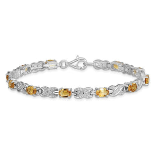 7" Sterling Silver Rhodium-plated Citrine Bracelet QX851CI