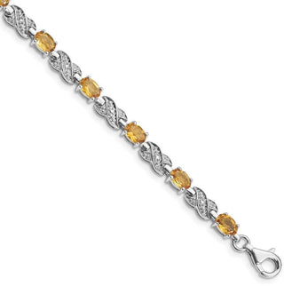 7" Sterling Silver Rhodium-plated Citrine Bracelet QX851CI