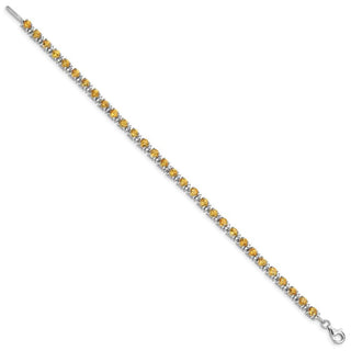 7" Sterling Silver Rhodium-plated Citrine and Diamond Bracelet