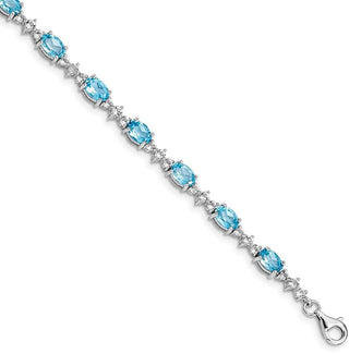 7" Sterling Silver Rhodium-plated Blue Topaz Bracelet QX854BT
