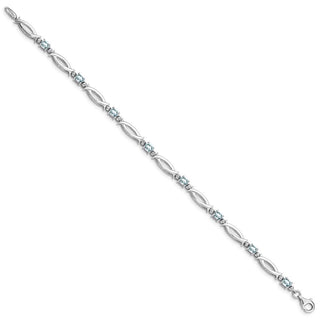 7" Sterling Silver Rhodium-plated Aquamarine and Diamond Bracelet QX856AQ