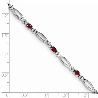 7" Sterling Silver Rhodium-plated Composite Ruby and Diamond Bracelet QX856R