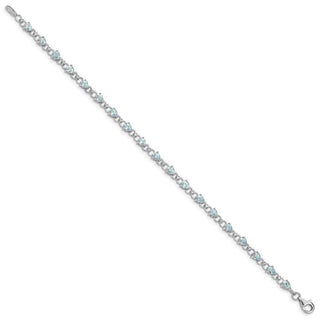7" Sterling Silver Rhodium-plated Aquamarine and Diamond Bracelet QX858AQ