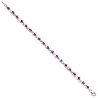 7" Sterling Silver Rhodium-plated Composite Ruby and Diamond Bracelet QX858R