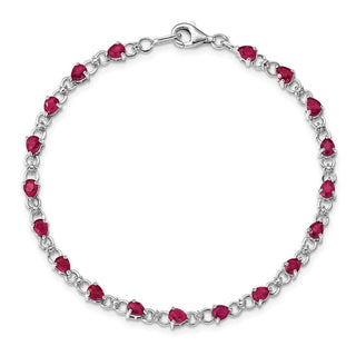 7" Sterling Silver Rhodium-plated Composite Ruby and Diamond Bracelet QX858R