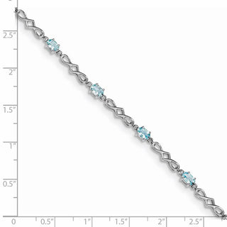 7" Sterling Silver Rhodium-plated Aquamarine and Diamond Bracelet QX860AQ