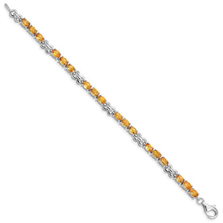 7" Sterling Silver Rhodium-plated Citrine Bracelet QX863CI
