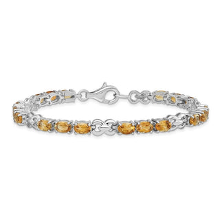 7" Sterling Silver Rhodium-plated Citrine Bracelet QX863CI