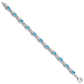 7" Sterling Silver Rhodium-plated Blue Topaz Bracelet QX864BT