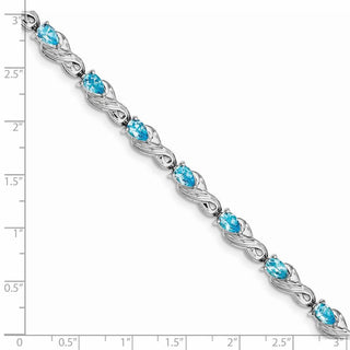 7" Sterling Silver Rhodium-plated Blue Topaz Bracelet QX864BT