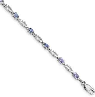 7" Sterling Silver Rhodium Plated Diamond and Tanzanite Bracelet QX871TZ