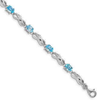 7" Sterling Silver Rhodium-plated Blue Topaz Figure 8 Bracelet