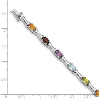 7.25" Sterling Silver Rhodium-plated Multicolor Gemstone Bracelet QX941RB