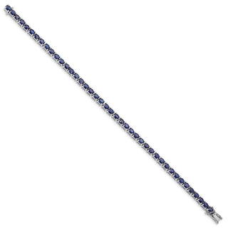 7.5" Sterling Silver Rhodium-plated Oval Blue Sapphire Bracelet