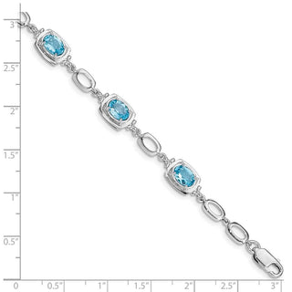 7.5" Sterling Silver Rhodium-plated Light Swiss Blue Topaz Link Bracelet