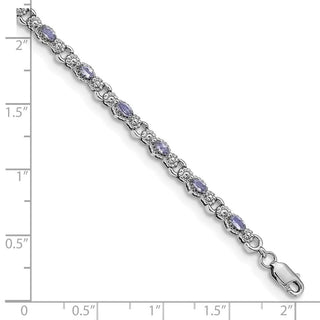 7.5" Sterling Silver Polished Tanzanite Bracelet