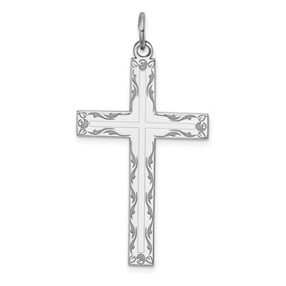 925 Sterling Silver Laser Designed Cross Pendant QXR100