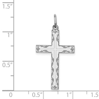 925 Sterling Silver Laser Designed Cross Pendant QXR101