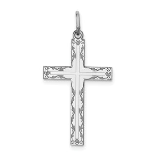 925 Sterling Silver Laser Designed Cross Pendant QXR101