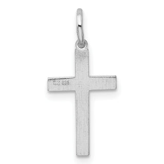Sterling Silver Rhodium-plated Laser Designed Cross Charm QXR103