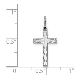 Sterling Silver Rhodium-plated Laser Designed Cross Charm QXR103