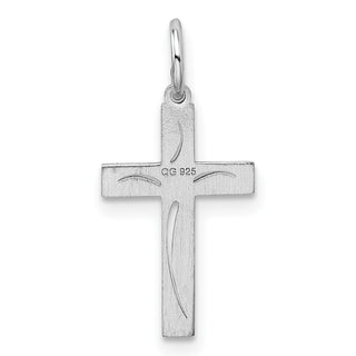 Sterling Silver Rhodium-plated Laser Designed Cross Charm QXR104