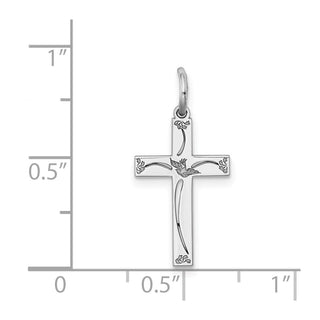 Sterling Silver Rhodium-plated Laser Designed Cross Charm QXR104