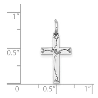 Sterling Silver Rhodium-plated Laser Designed Cross Charm QXR104