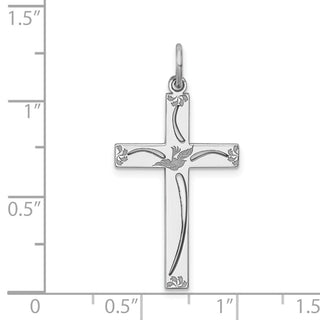 925 Sterling Silver Laser Designed Cross Pendant QXR106